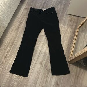 Velvet boot cut pants.